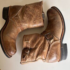 Vintage Frye Engineer Short Moto Distressed Boots